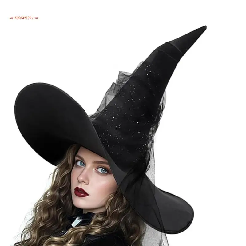 Crinkled Pointed Witch Caps Dark Series Masquerades Hat Roleplaying Wizard Hat