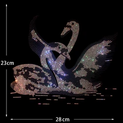 Fashion Hot Diamonds Sequins Two Swans DIY Iron-On Clothes T-shirt Rhinestones Clothing Accessories