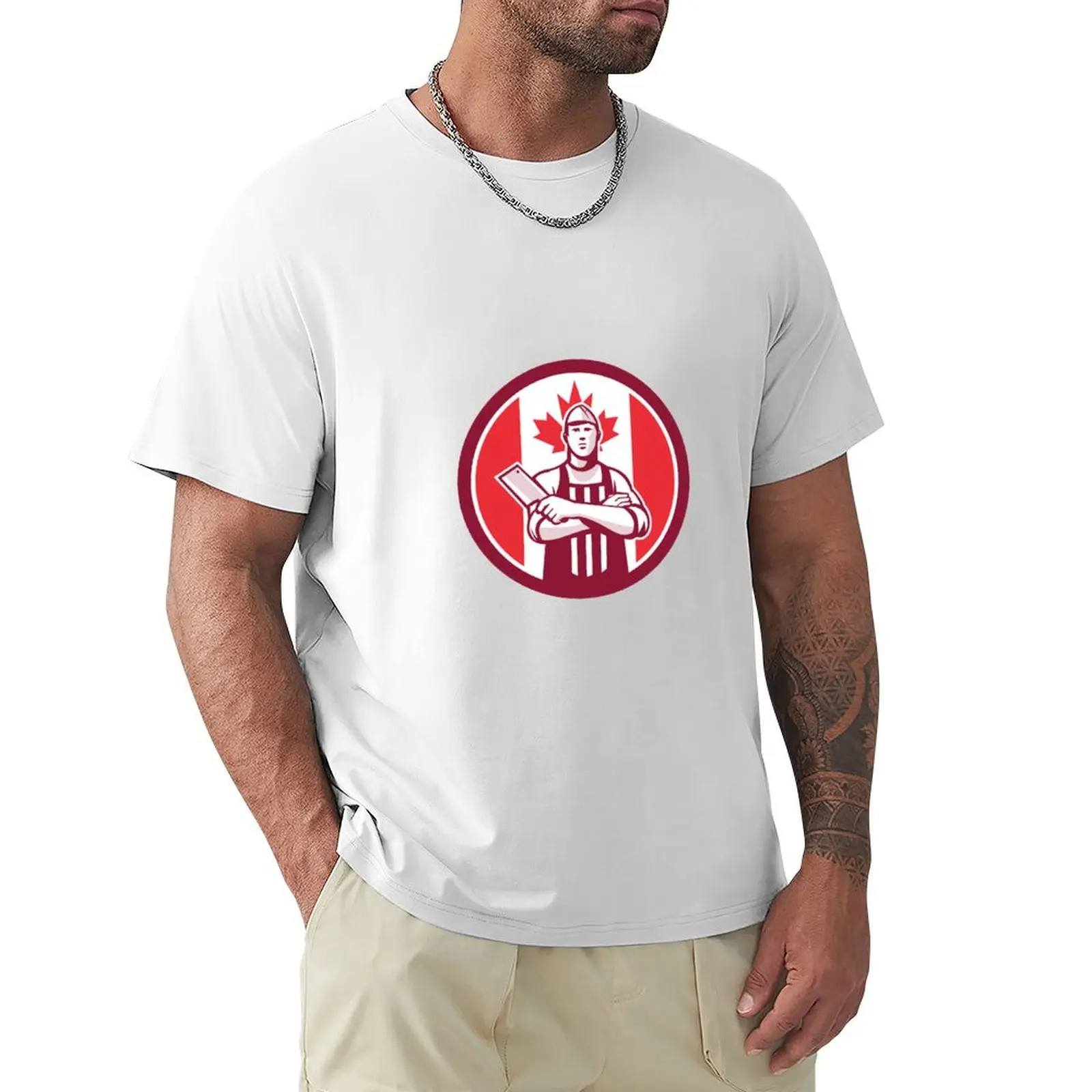 Canadian Butcher Front Canada Flag Icon T-shirt hippie clothes plus size tops quick drying blacks designer t shirt men