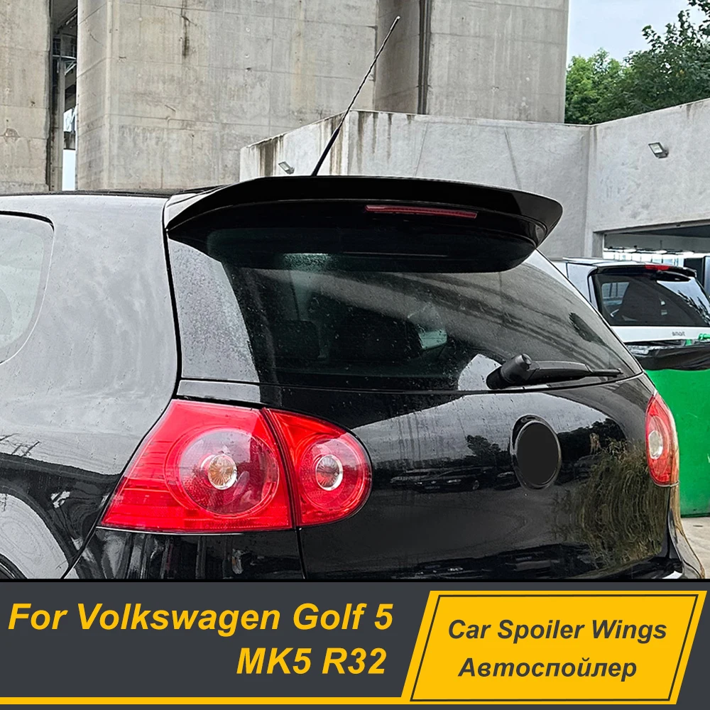 For Volkswagen Golf 5 MK5 GTI R32 Rear Roof Trunk Lid Spoiler Wing ABS Material Black Carbon Upgrade Exterior Tuning Accessories