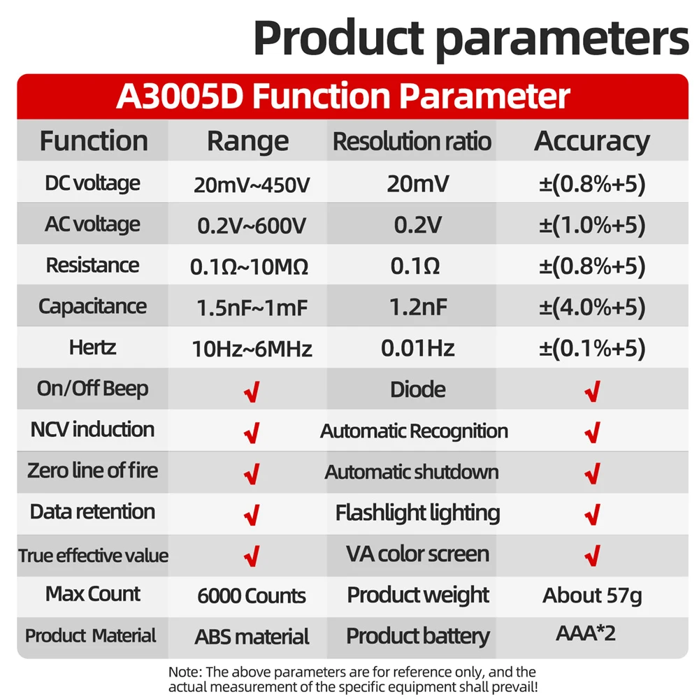 ANENG A3005D Multimeter High Precision LED Digital Display Voltage Current Ohmmeter Capacitance Meter Electrical Instruments