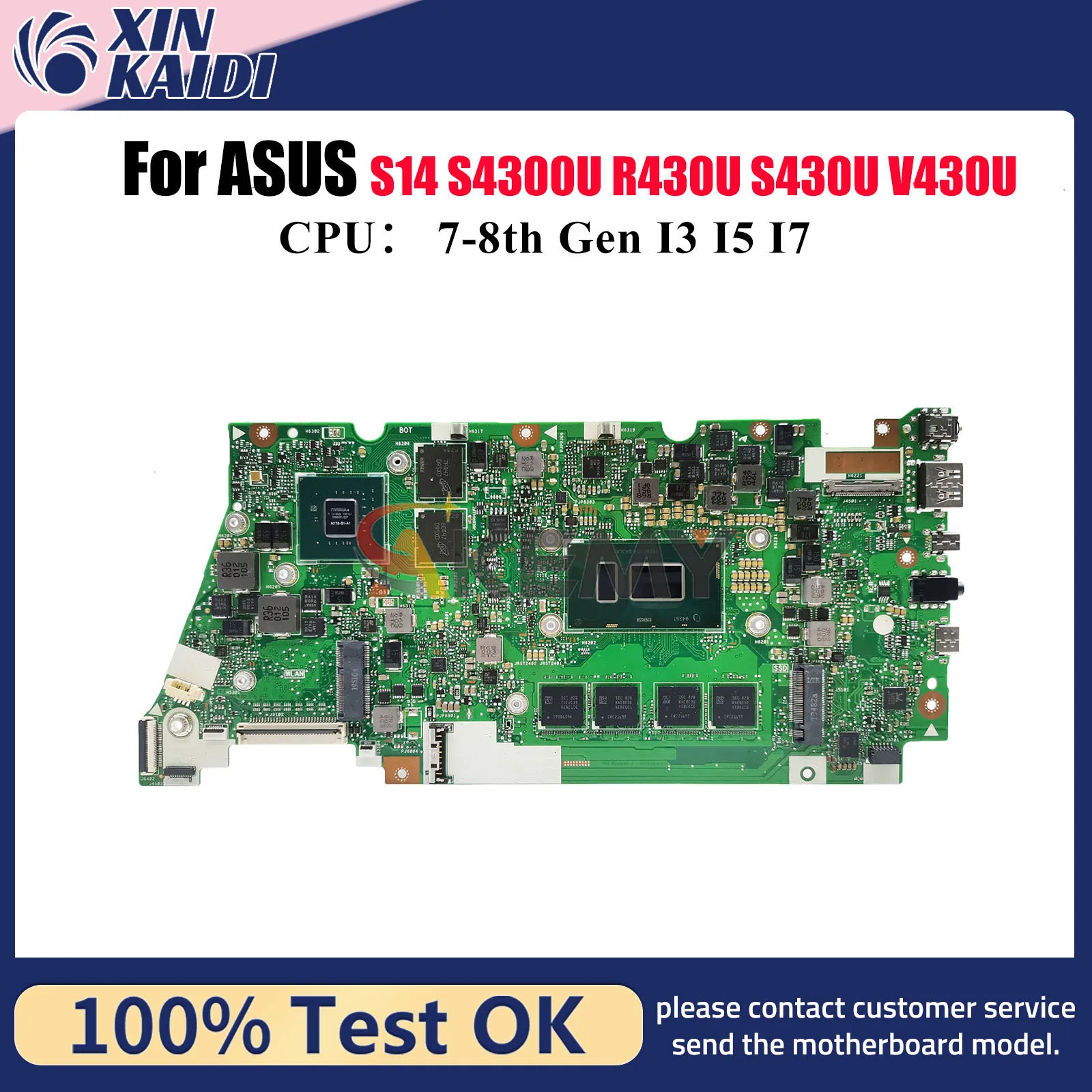 

X430UN Laptop Motherboard For ASUS VivoBook S4300U X430UN S14 V430U R430U S430U K430U X430U Mainboard With I3 I5 I7 CPU tests OK
