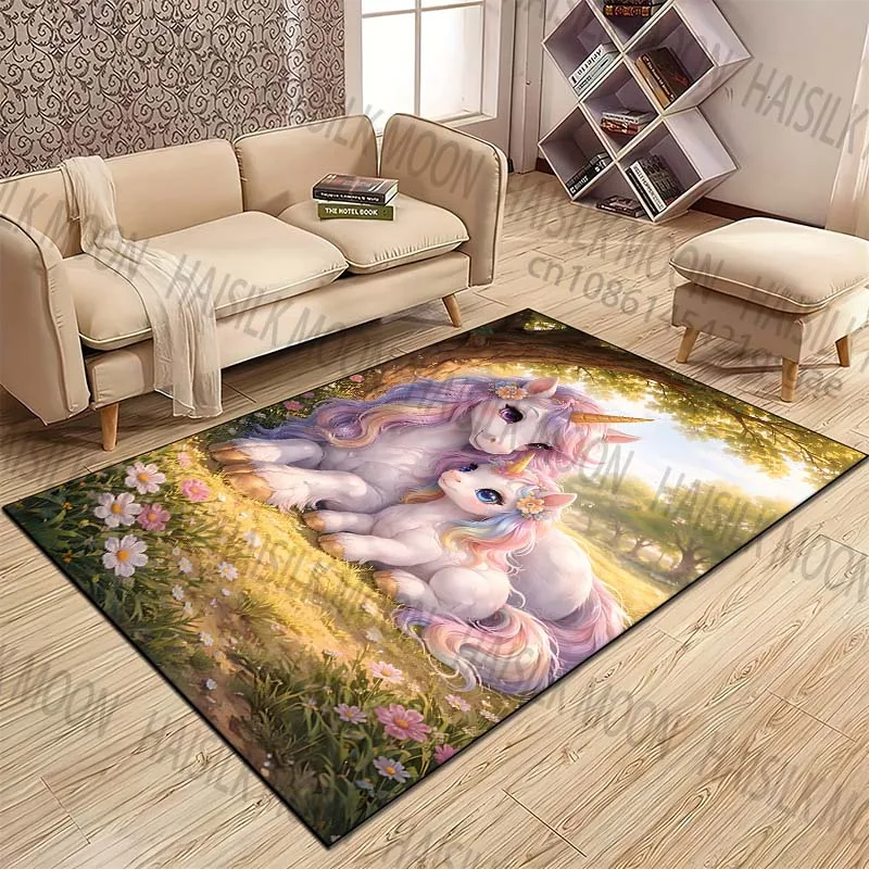 Unicorn parent-child moment Pattern Rug Carpets for Bedroom Living Room Sofa Mat Creative Door Mat Cloakroom Home Decor