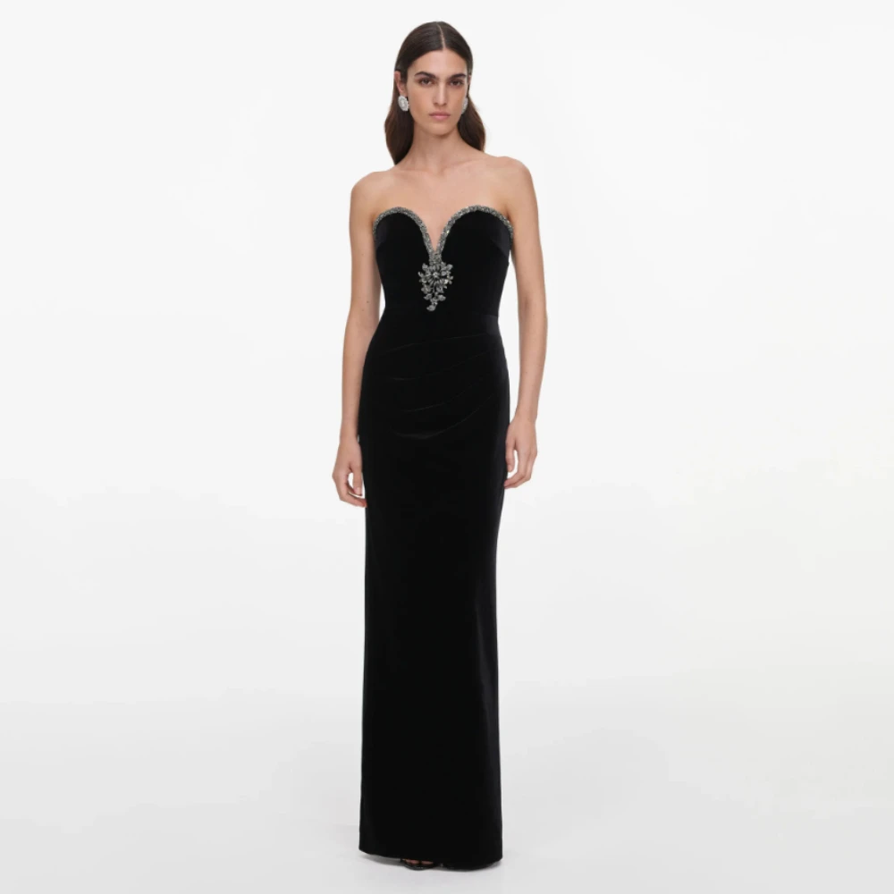 Robe de bal noire droite sans manches longueur cheville, style moderne, robe de soirée personnalisée, robe de soirée sans bretelles pour femme, nouveauté