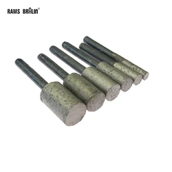 6 pieces OD 6-16mm Cylindrical Sintered Diamond Mounted Grinding Head for Stone Engraving Carving Grinding