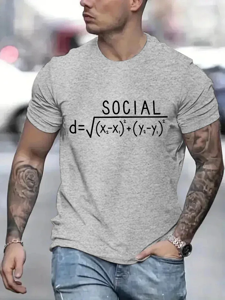 Social Distance Formula Funny Men T Shirt Tops Unisex Tshirts Oversized Male T-shirt Clothing Funny Math Jokes Tee Shirts Homme