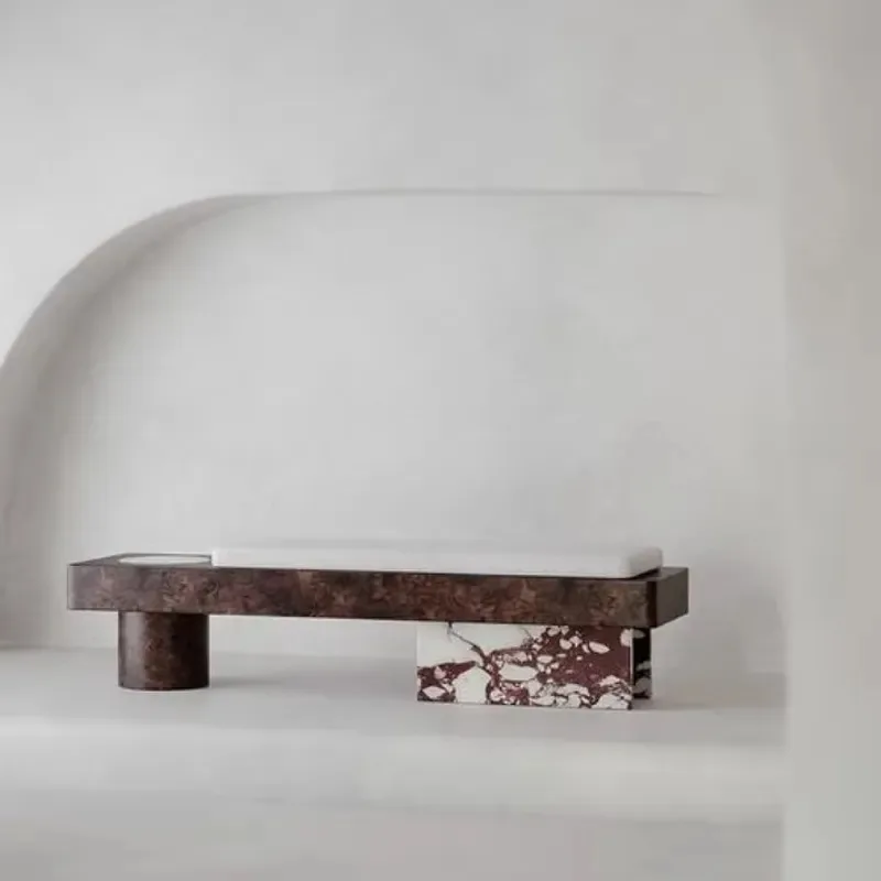 Modern Minimalist Marble Bench Lamp Luxury Stone Seat Living Room Bedroom Home Decor Furniture Convertible Designer Style