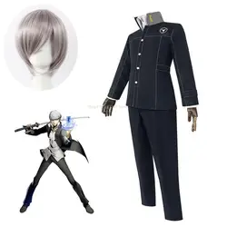 Persona 4 Yasogami Yu Cosplay Costume Wig Men Clothes Anime RPG Game Cosplay Seta Soji High School Uniform Halloween Party Set