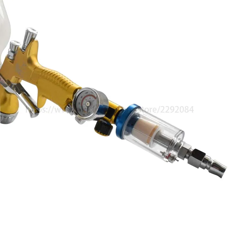 LVLP R500 Spray Gun and Air Regulator Gauge Oil-Water Separator Filter 600CC 1.3/1.5/1.7/2.0mm Nozzle Spray Gun Paint