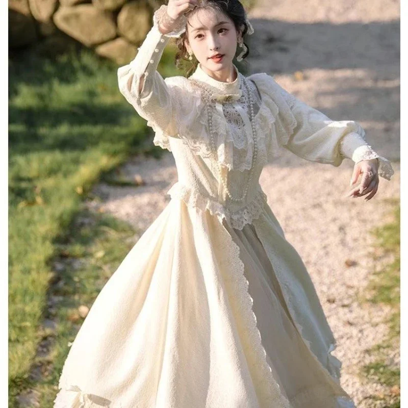 Coalfell French Hepburn Style White Lace Dress Female Spring 2024 New Birthday Dress Elegancka dลuga sukienka Odzieลผ damska