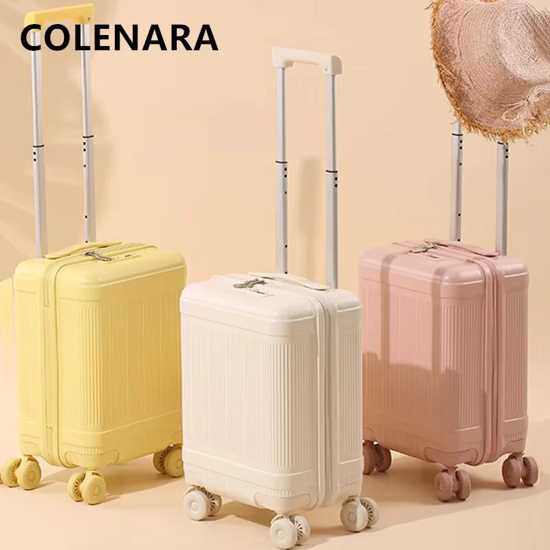 COLENARA Handheld Travel Suitcase 18 Inches ABS + PC Boarding Box Women's Trolley Case Men's Password Box Rolling Luggage