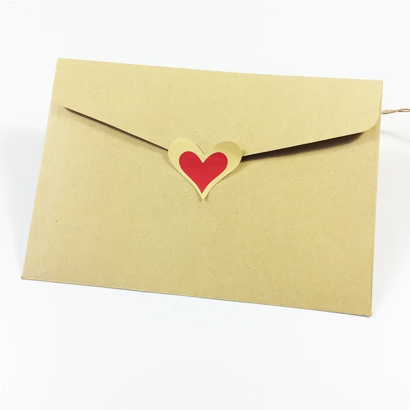 Autocollant de sceau en papier Kraft en forme de coeur rouge mignon, étiquette GT, produits faits à la main, cadeau de nouvel an, lot de 90 pièces