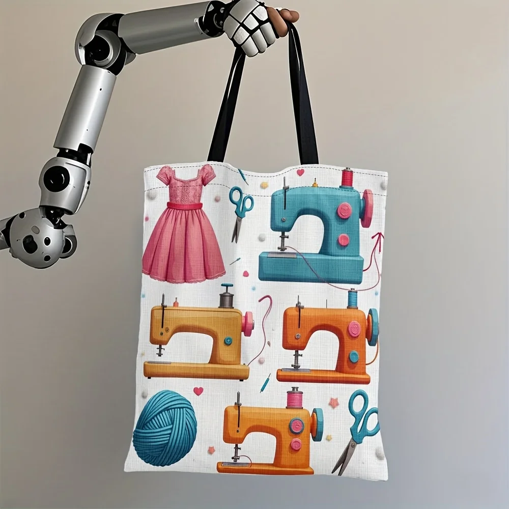 1pc, Stylish Sewing-Themed Portable Bag Gift for Those Who Love Sewing, a Considerate Keepsake Shopping Gift for Friends Handbag