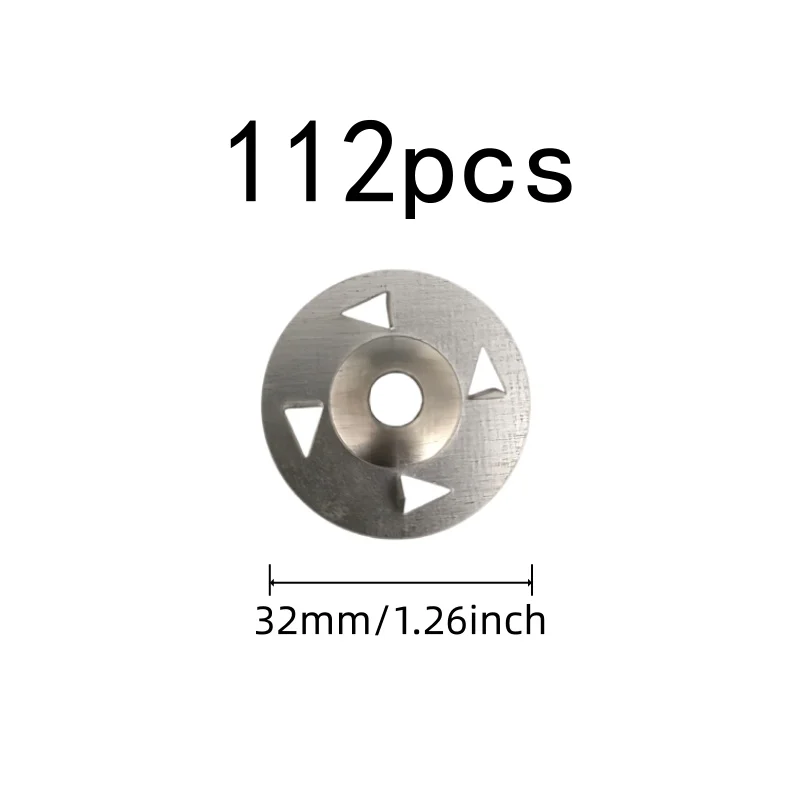 112 pcs 32mm Four Claw Washers, Pre-Drilled Center Hole, Floor Tile Installation Wall Construction, Durable Iron Material