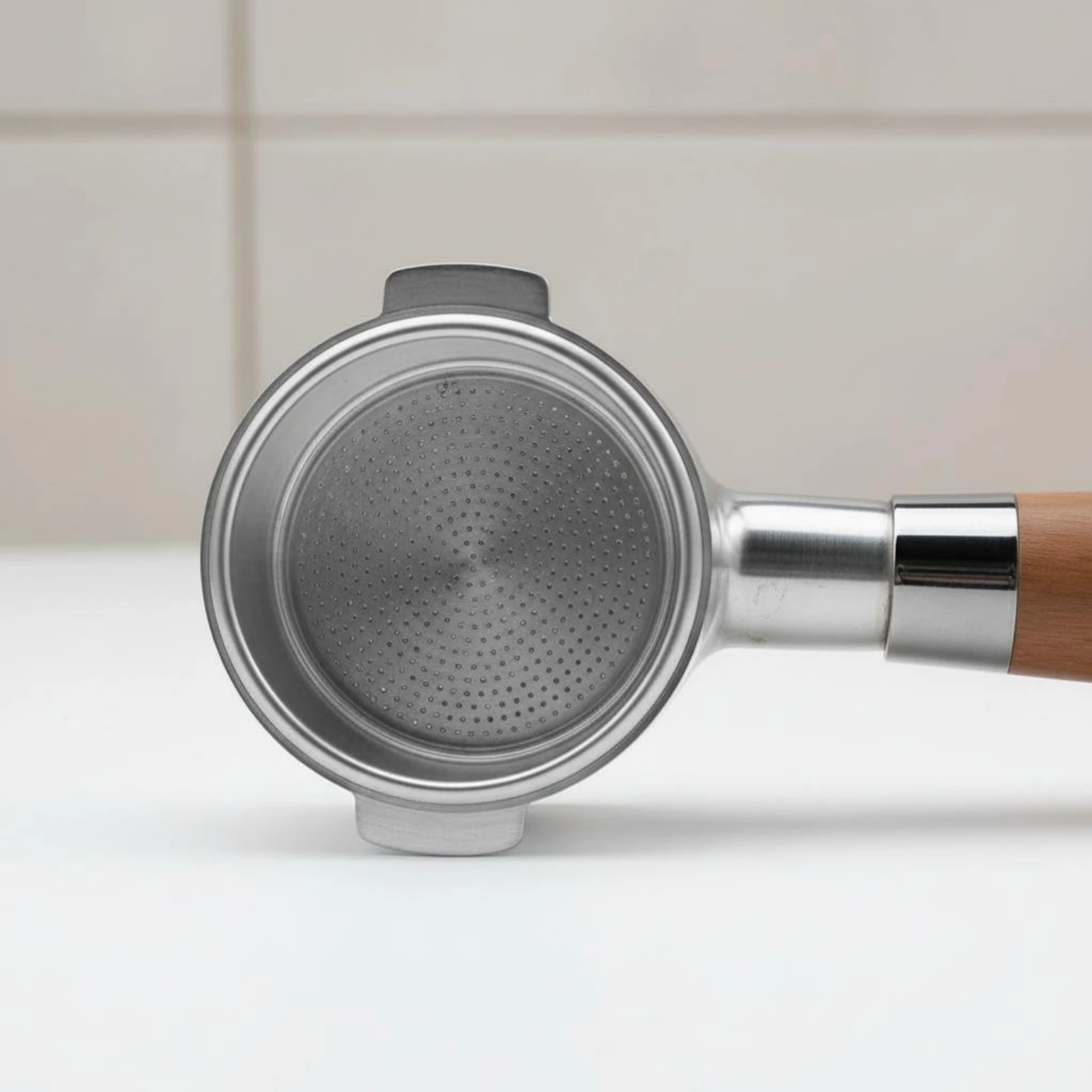 51mm Bottomless Portafilter Ergonomic Grip Uncovered Portafilter with Wood Handle Coffee Machine Part for Baristas, Cafe
