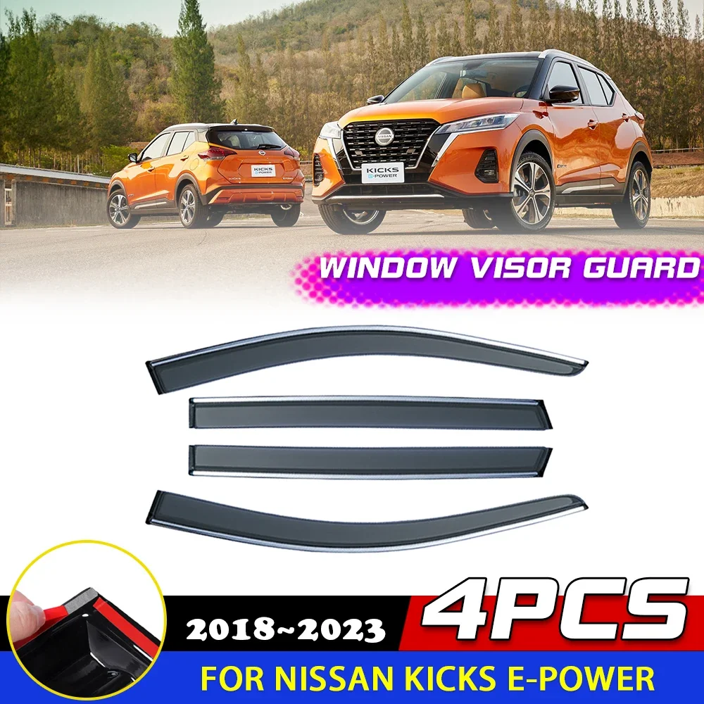 

Car Windows Door Visor for Nissan Kicks e-Power P15 2018~2023 Awnings Sun Rain Eyebrow Smoke Deflector Guard Cover Accessories