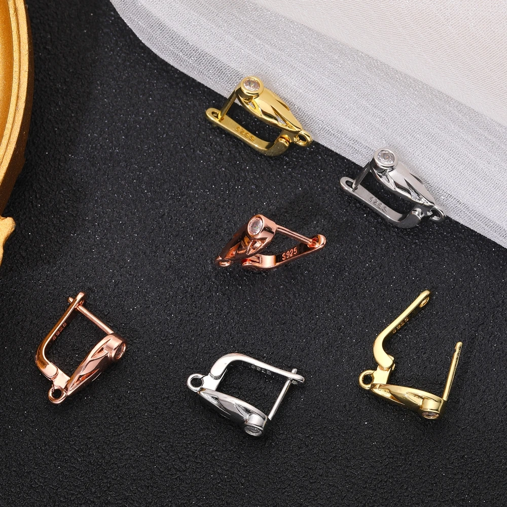 Juya 18K Real Gold Plated Creative Shvenzy Ear Wire Fasteners Earring Hooks Accessories For DIY Women's Earrings Making Material