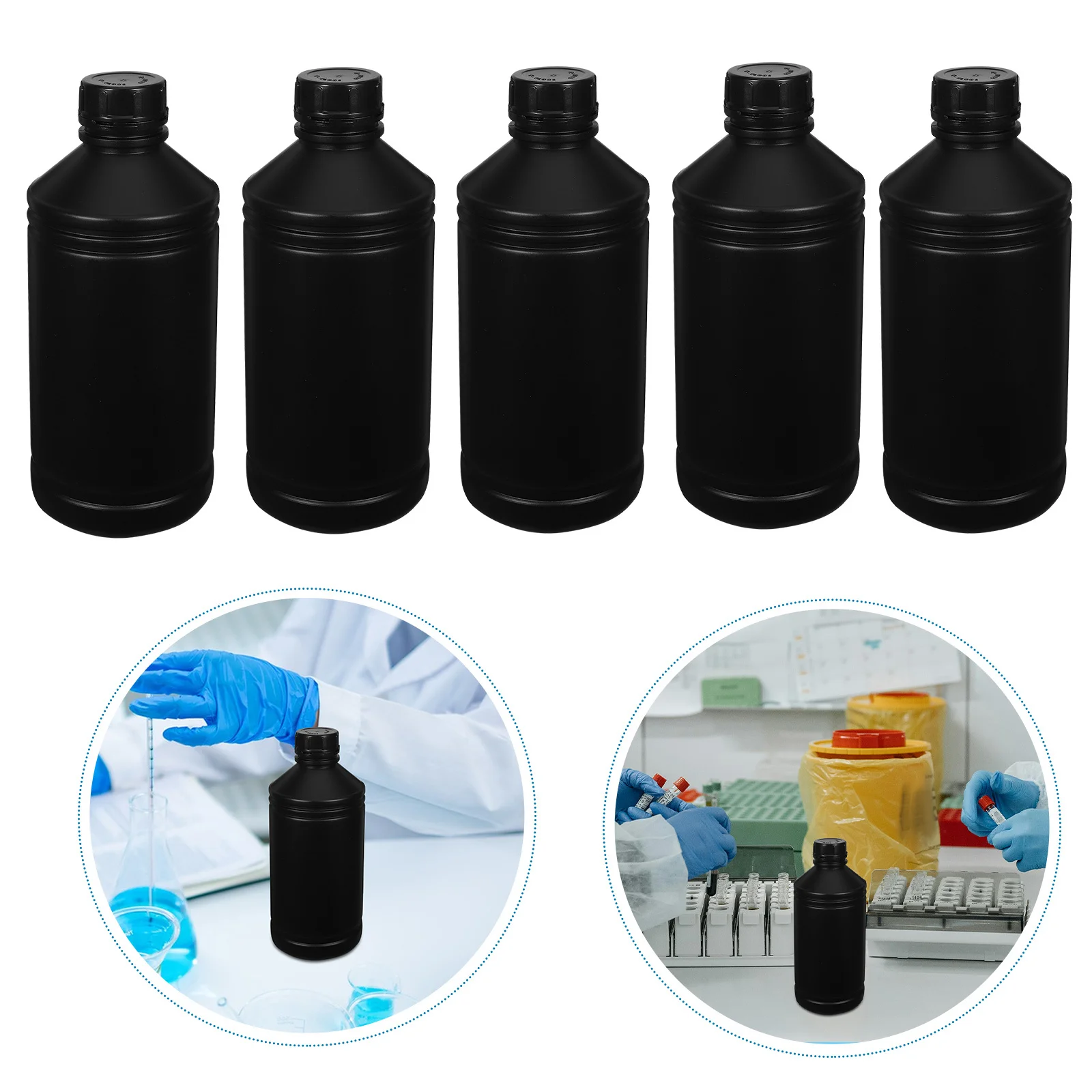 

8Pcs Hdpe Chemical Storage Bottles Black Leakproof Cap for Laboratory Reagent Liquid Distribution Containers