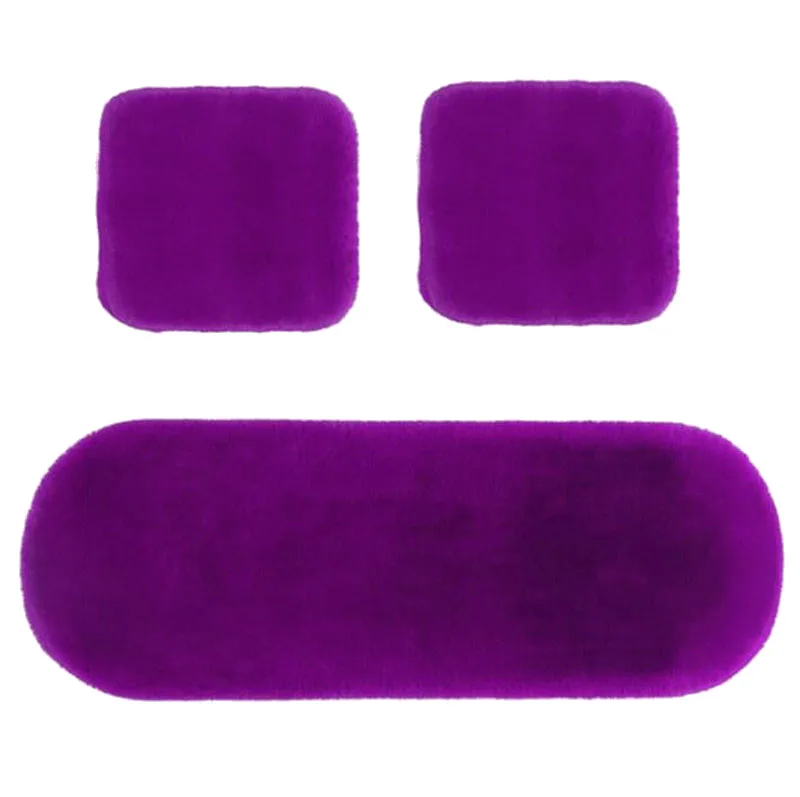 3Pcs Purple Car Seat Covers Faux Sheepskin Wool Car Sofa Cushion Warm Mat Universal Fit