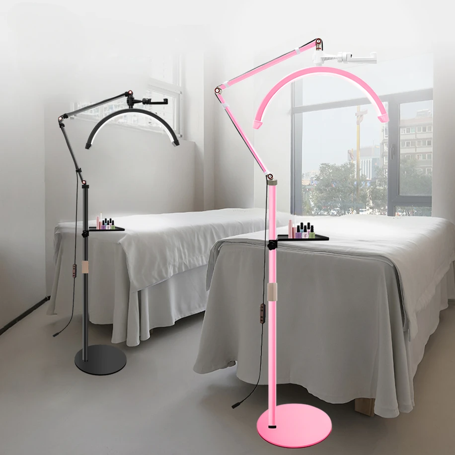 lampada de assoalho led meia lua para tratamentos faciais de beleza tatuagem skincare sobrancelhas filmando lampada com temperatura 3000k6000k 16 polegadas 01