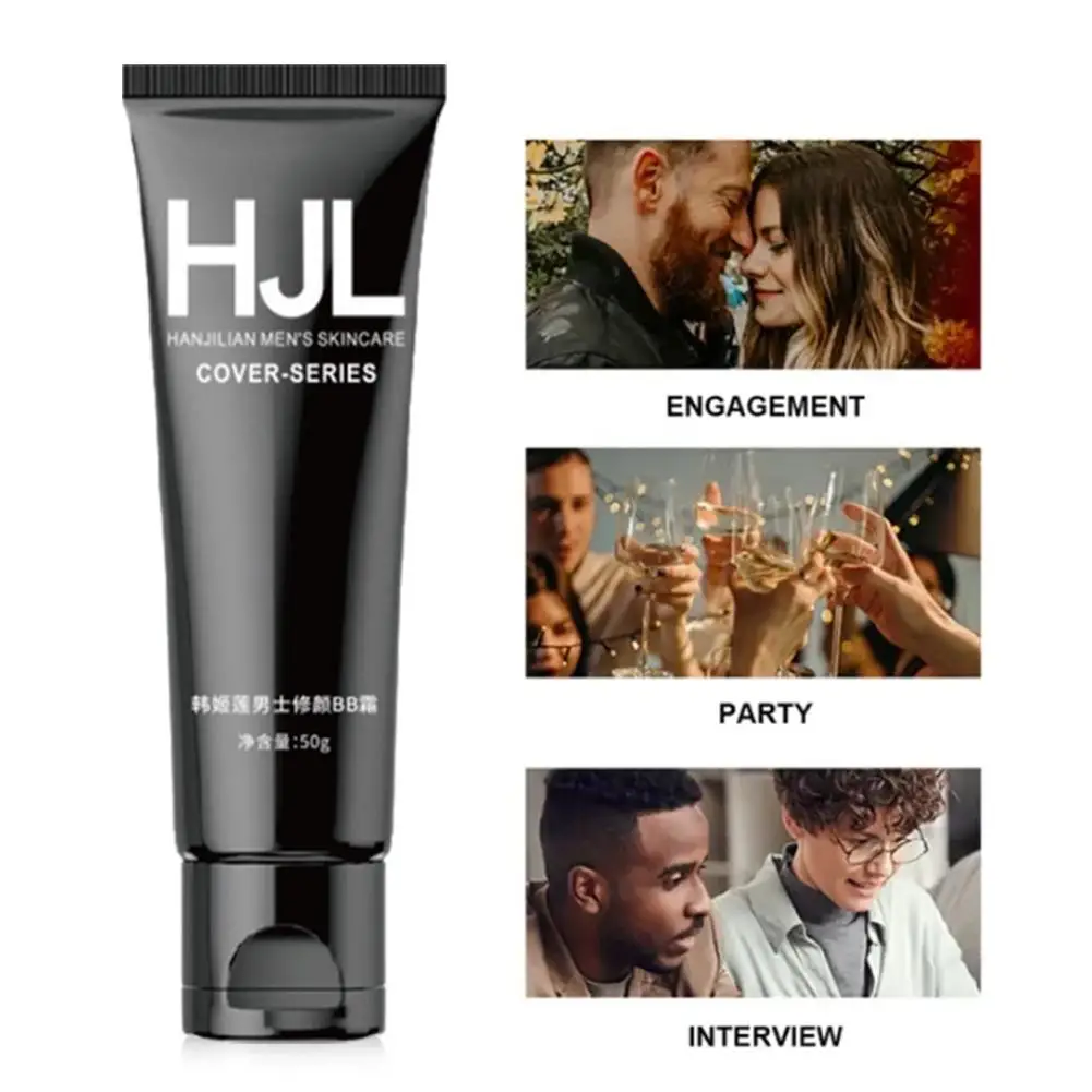 Men's BB Cream 50g Hydrating Tinted Moisturizer Waterproof Sweat-Proof Natural Coverage Long-Lasting Face Makeup for Daily Use