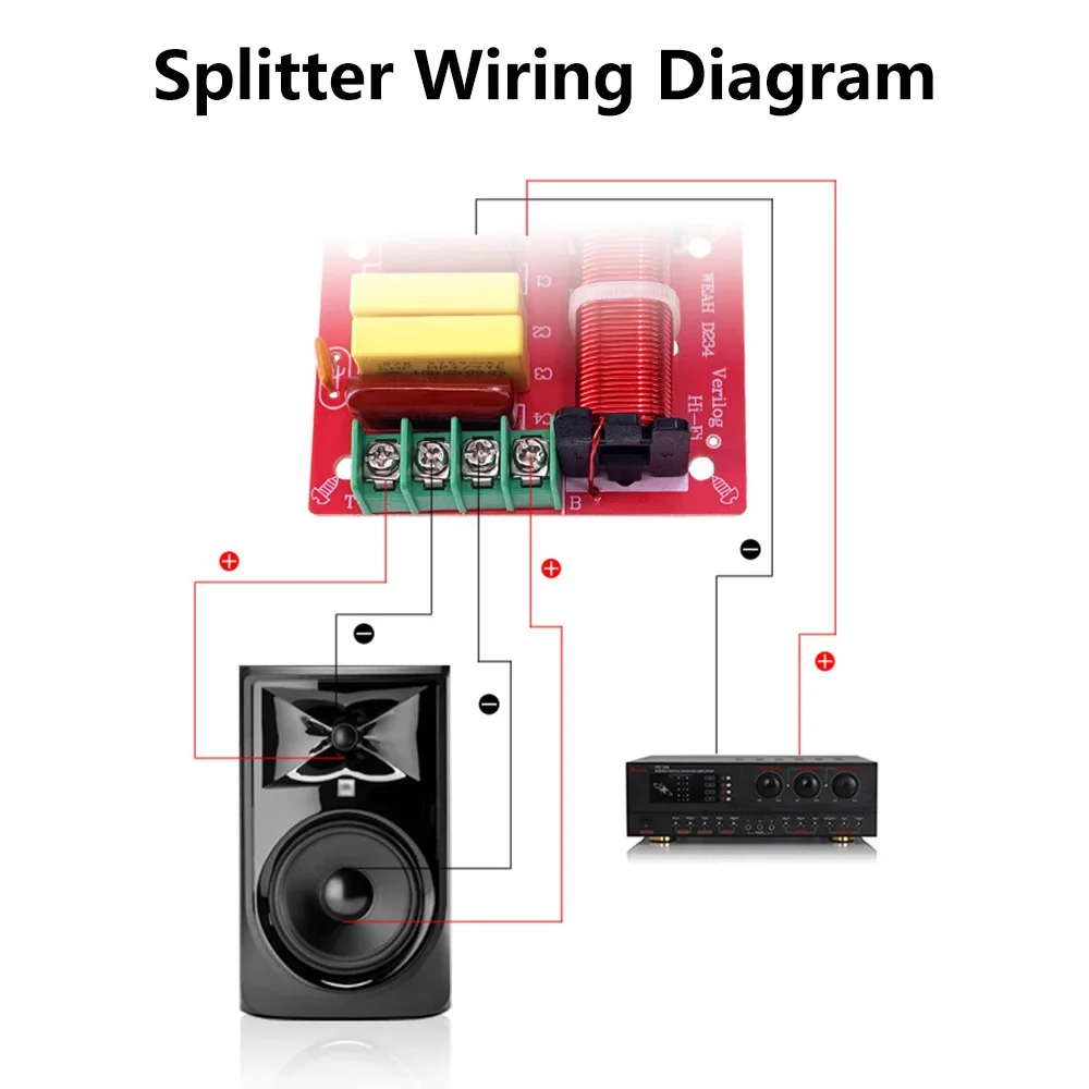 HiFi Speaker Dual Frequency Divisor, 2 Way Crossover Filtros De Áudio, 80W, Estéreo