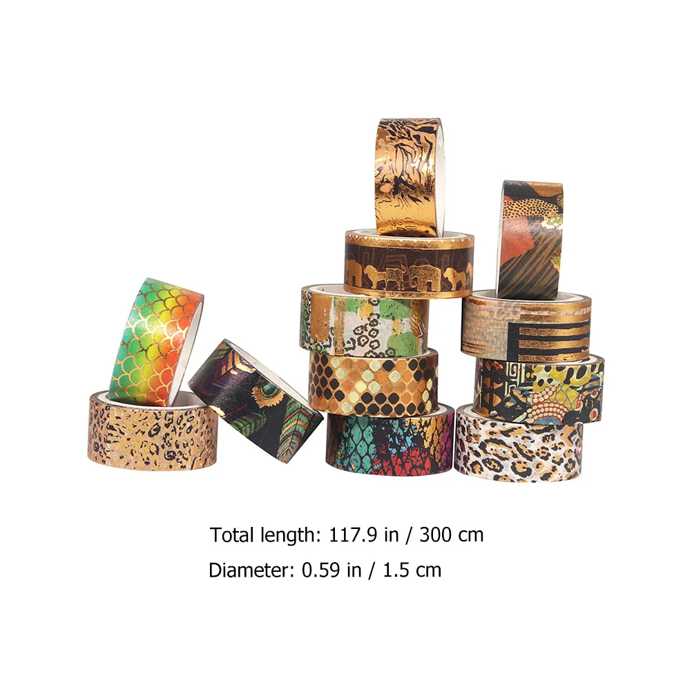 12 Rolls Animal Print Washi Tape Colorful Journal Sticker Printed Japanese Paper Craft Decorative