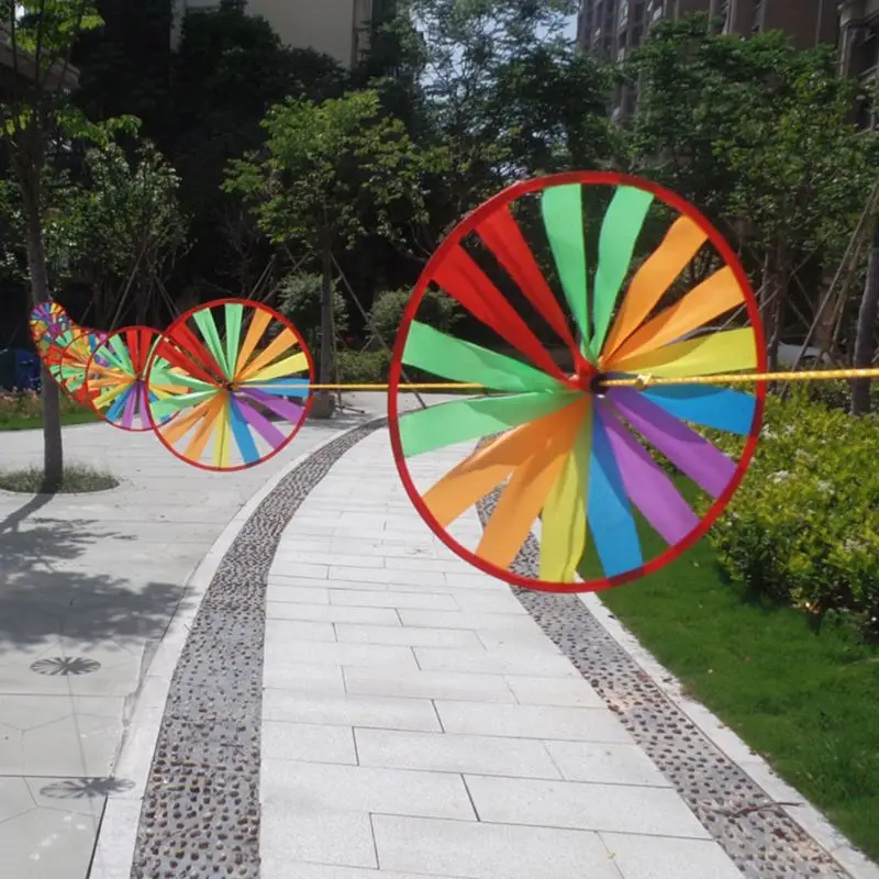 Y1UB Lawn Turntable Pinwheel Hanging Rainbow Windmill Garden Backyard Decoration Rotate Wind Toy Kindergarten Party Layout