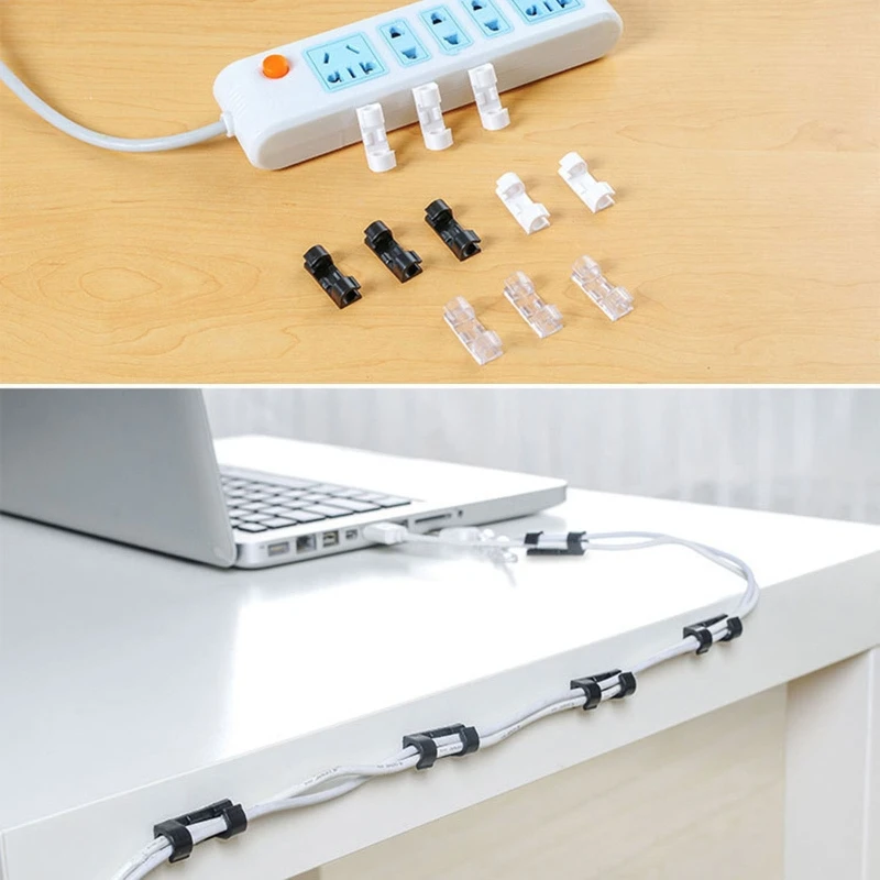 Cable Clips with Strong Self-Adhesive TV PC Wire Holder for Cord and Wires Self Adhesive Cable Management Clips