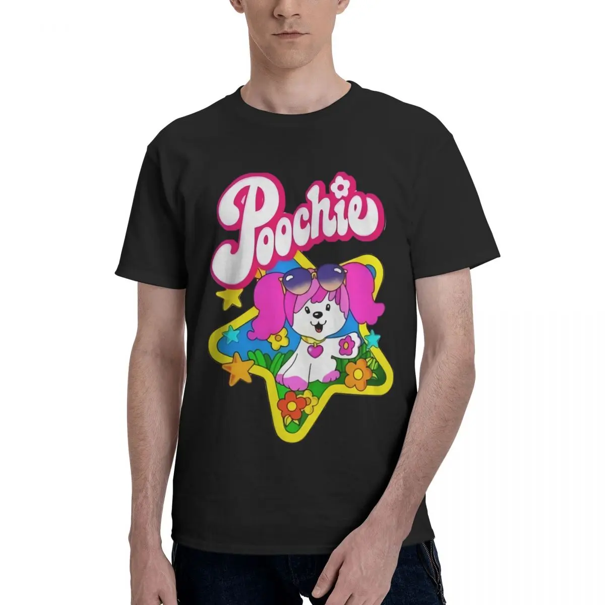 

Poochie, мультяшный дизайн собаки, 100% хлопок, повседневная дышащая удобная мужская верхняя дизайнерская одежда, мужской забавный подарок