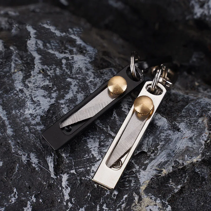 Pure Titanium Mini Push Knife Titanium Alloy Sharp Portable Edc Keychain Pendant Unpacking Express Opening