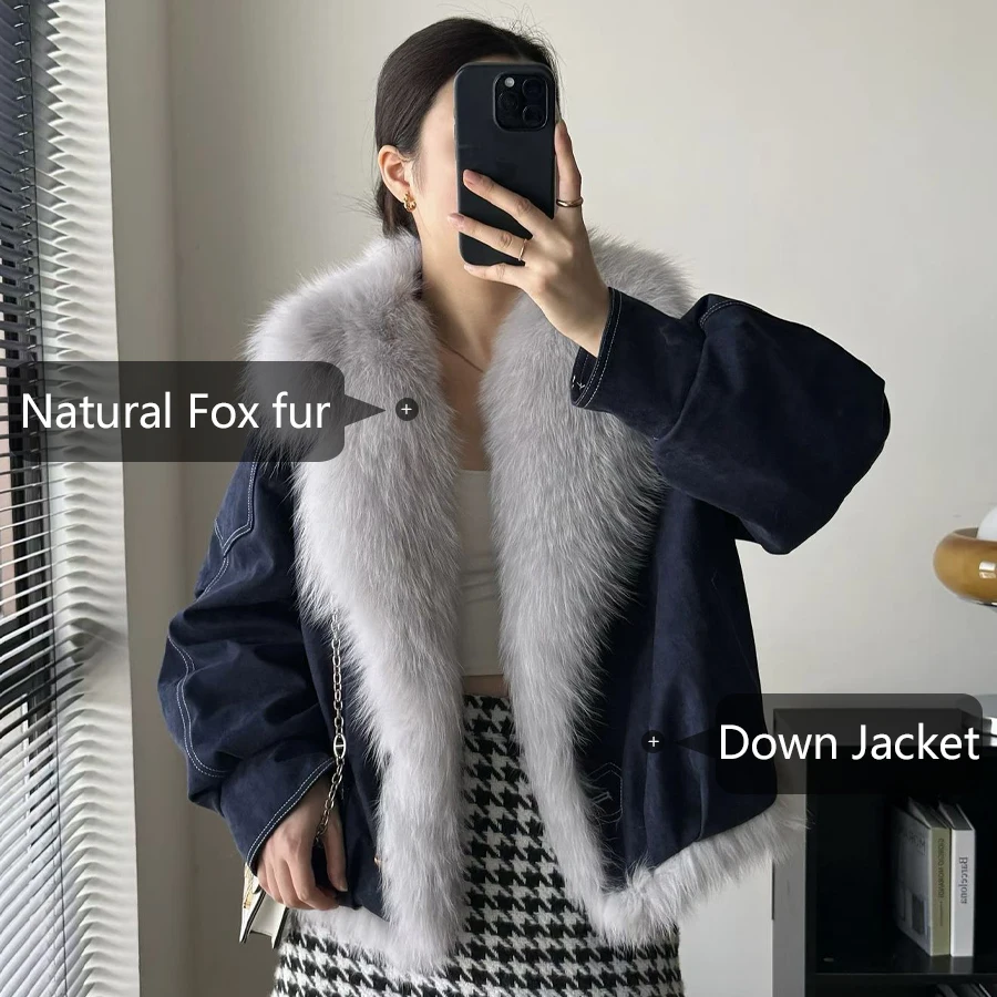 Veste d'hiver pour femme veste en fourrure de renard véritable veste moelleuse en fourrure de renard naturelle marques de luxe veste courte en vraie fourrure