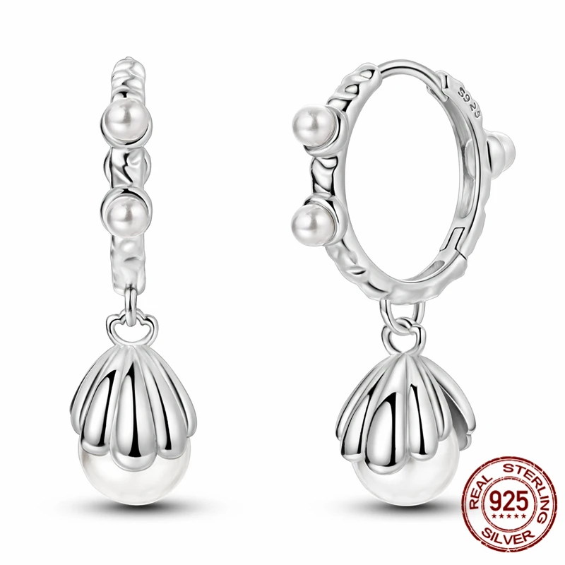 

Original Designer 925 Sterling Silver Elegant Ewelry Fashion Shell Pearl Earrings For Woman Wedding Party Gift