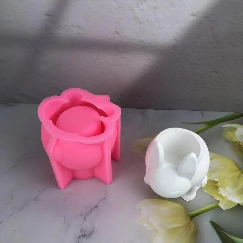 Easy Demold Silicone Mould for Handmade Planter Creative Rabbit Flower Pot Making Mold Jewelry Making Tool