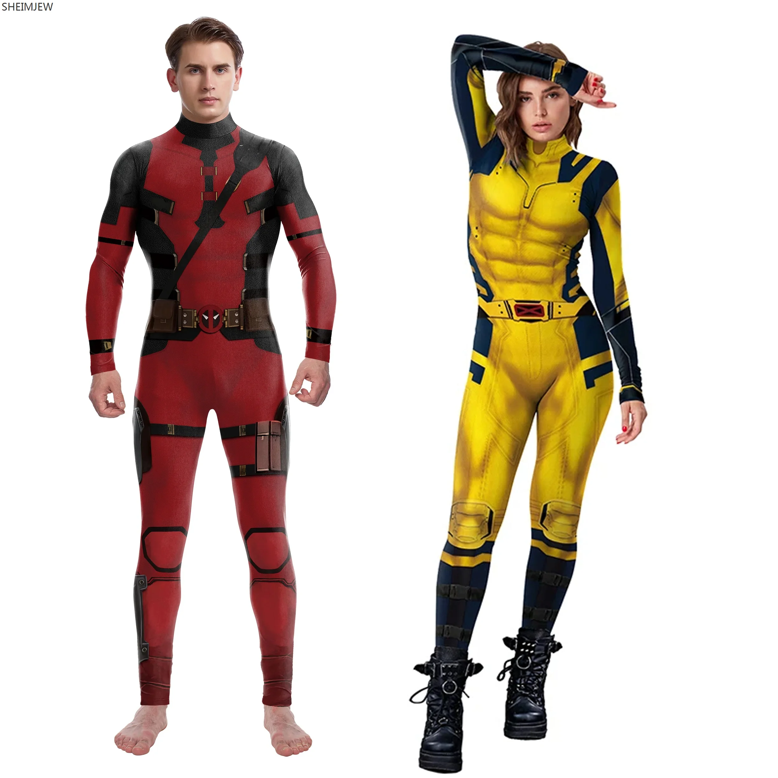 Neuer Film Superheld Cosplay Eltern-Kind Overall Halloween Monos Zentai Anzug Unisex sexy 3D-Druck Catsuit Badeanzug Rave Outfits