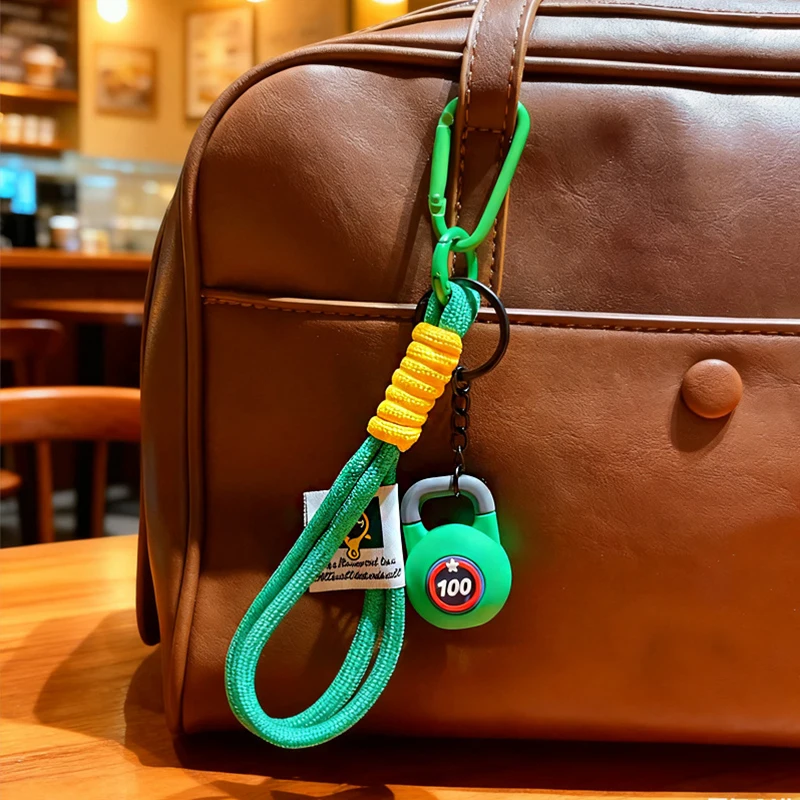 

Car Key Chain PVC Sport Keychain Key Holder Creative Bag Charm 3D Kettlebell Keychain For Women Keyring Cute
