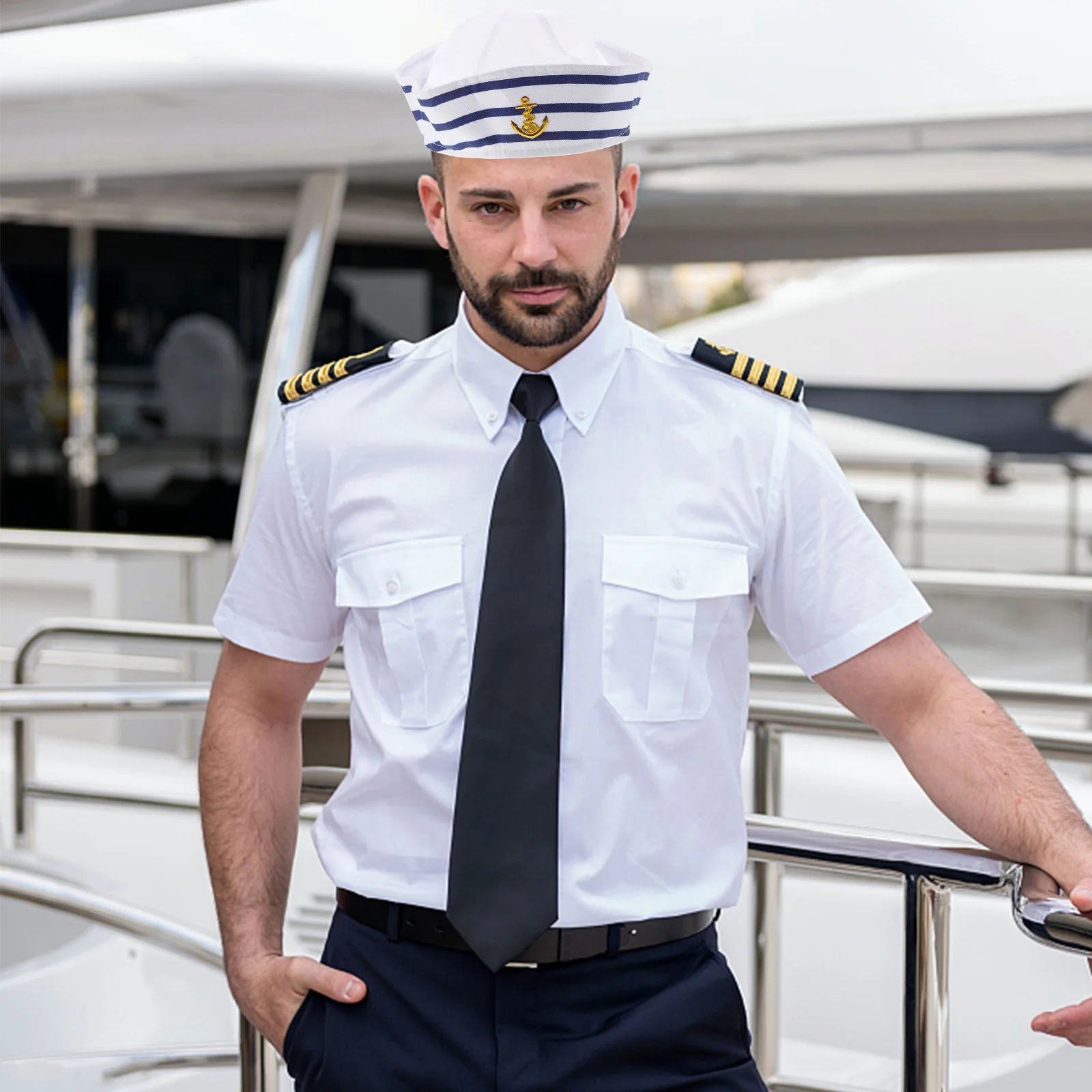 Sombrero de capitán de tela para hombre y mujer, sombreros de marinero ajustables, elegantes, para fiesta, Cosplay, disfraz de barco, accesorios de moda, 2 uds.