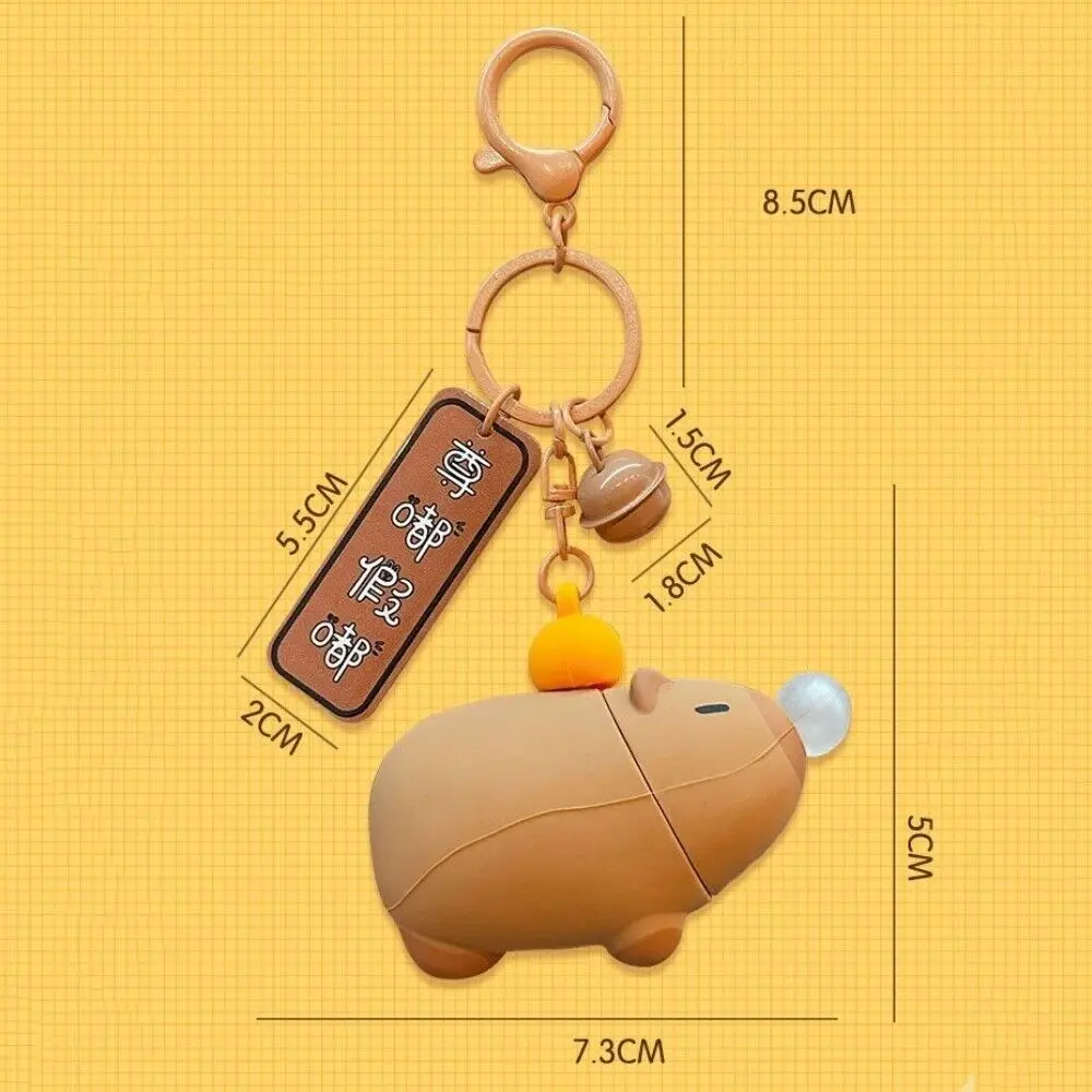 Brown Capybara Pendant Keyring Cute Gift PVC Capybara Spitting Toys Bag Charm Car Keychain