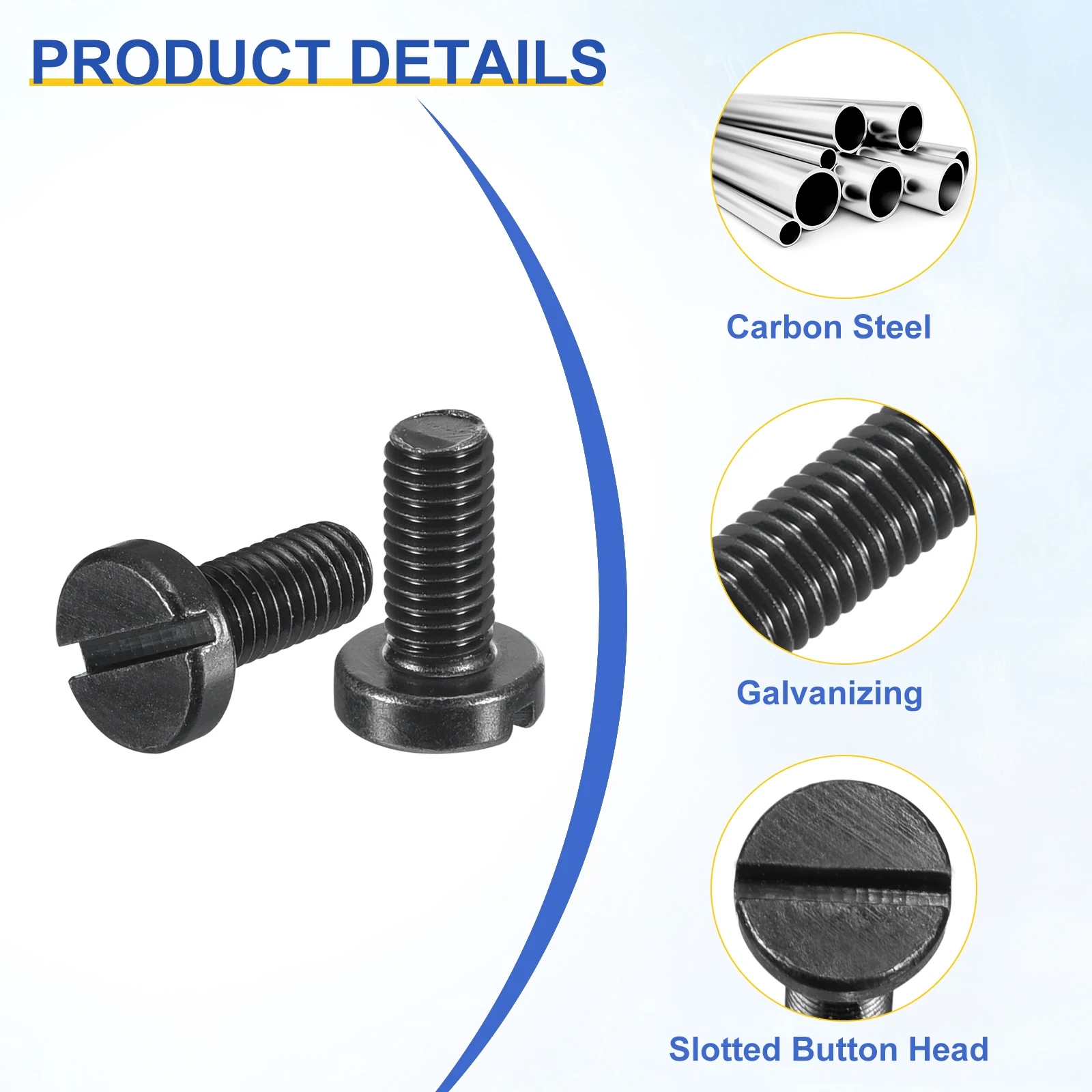 Uxcell 10pcs Black Oxide Slotted Button Head Screws Carbon Steel Machine Screw for Furniture Electrical Components Installation