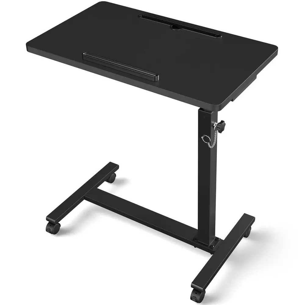 

Adjustable Overbed Bedside Table, Hospital Bed Table with Wheels, Portable Rolling Desk, Mobile Small Standing Desk, Rolling La