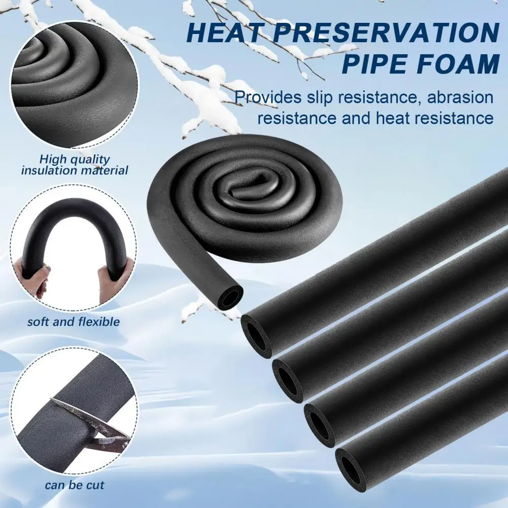 Pipe Insulation Foam Tube Foam Tubing Black Pipe Cover Heat Preservation Outdoor Water Pipe Insulation Freeze Protection Foam