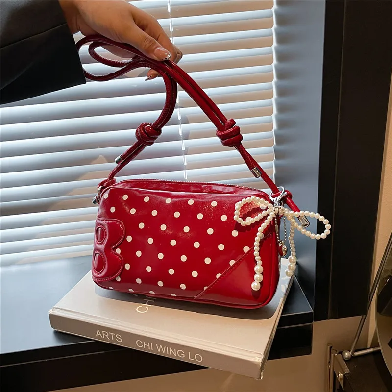 

2025 Women - Glossy Leather Shoulder Purse, Ballet-Inspired Crossbody Handbag, Stylish Versatile Tote