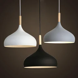 Lampe Suspendue en Bois et Aluminium au Design Nordique Moderne, Luminaire Décoratif d'Nik, Idéal pour un Restaurant