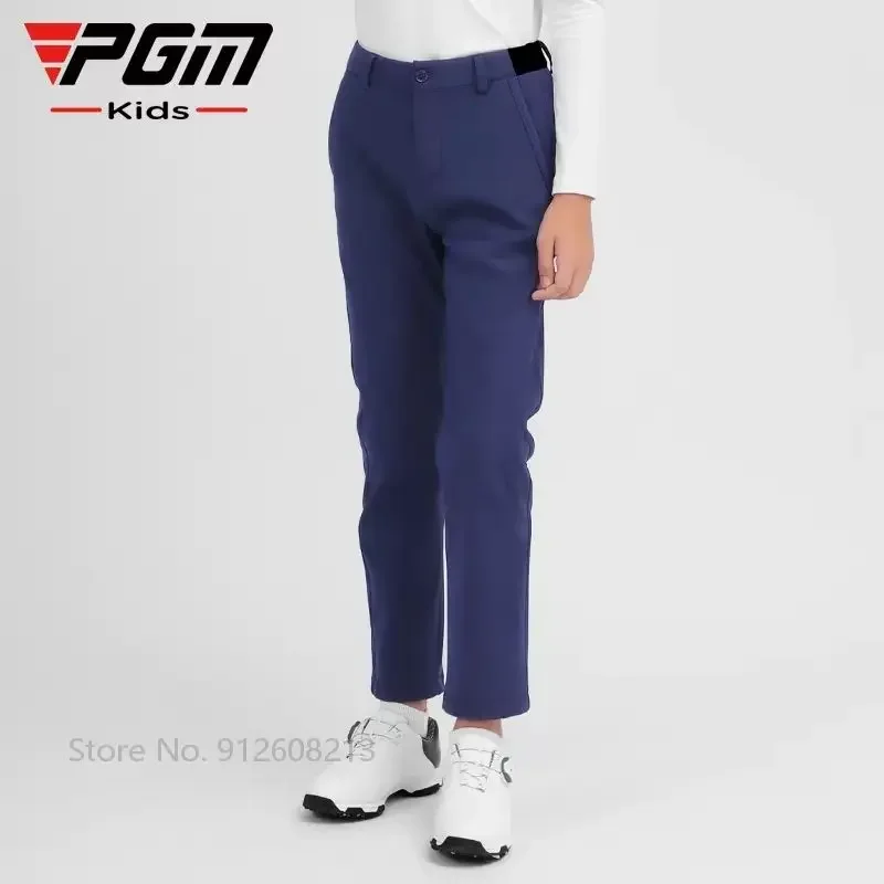 PGM Autumn Winter Thicken Golf Trousers for Boys Windproof Golf Long Pants Kids Warm Sports Straight Pants Casual Sweatpant S-XL