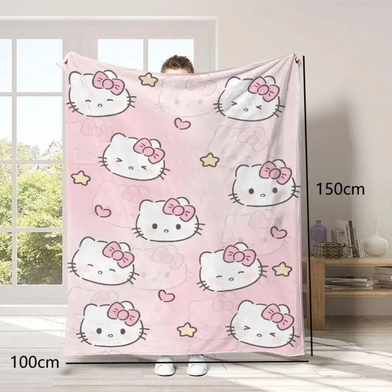 귀여운 헬로키티 푹신한 담요와 블랭킷 침대 덮개 럭셔리 홈 인테리어 마이크로파이버 침구 소파 무릎 담요