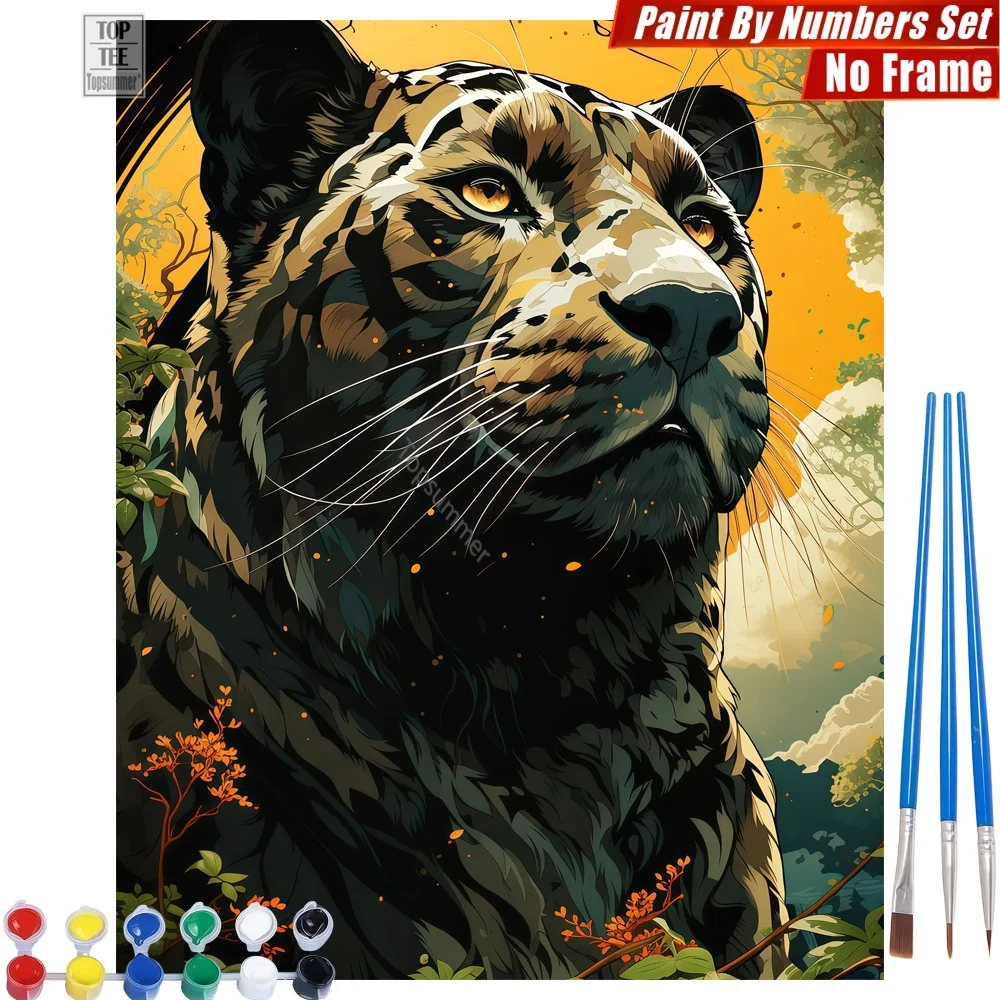 

Набор цифровых масляных красок Tiger Deep Eyes - Декор для стен с изображением теплой желтой растительности, подарок на Рождество для мужа