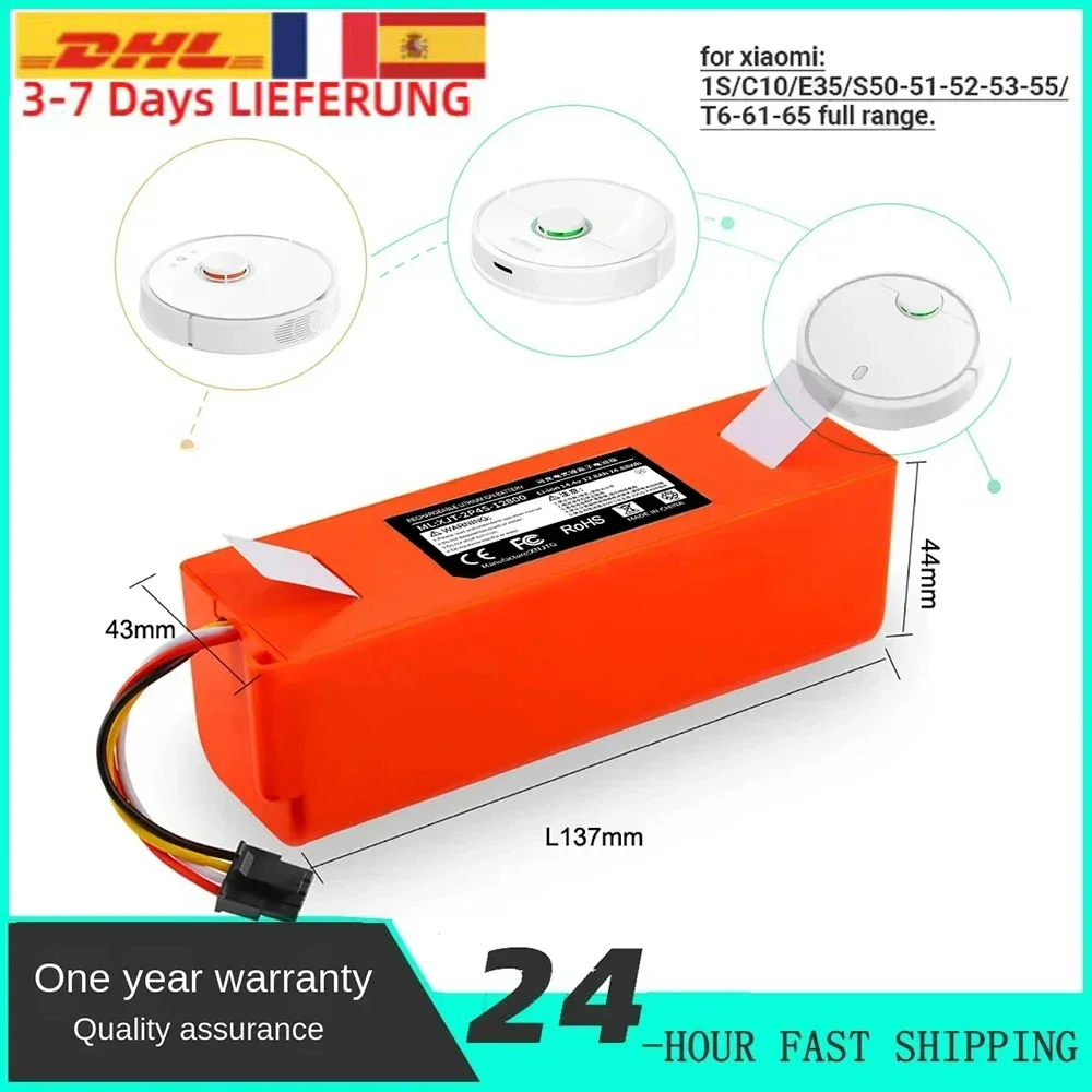 Original 14.4V 12800mAh Robotic Vacuum Cleaner Replacement Battery For Xiaomi Roborock S55 S60 S65 S50 S51 S5 MAX S6 Parts