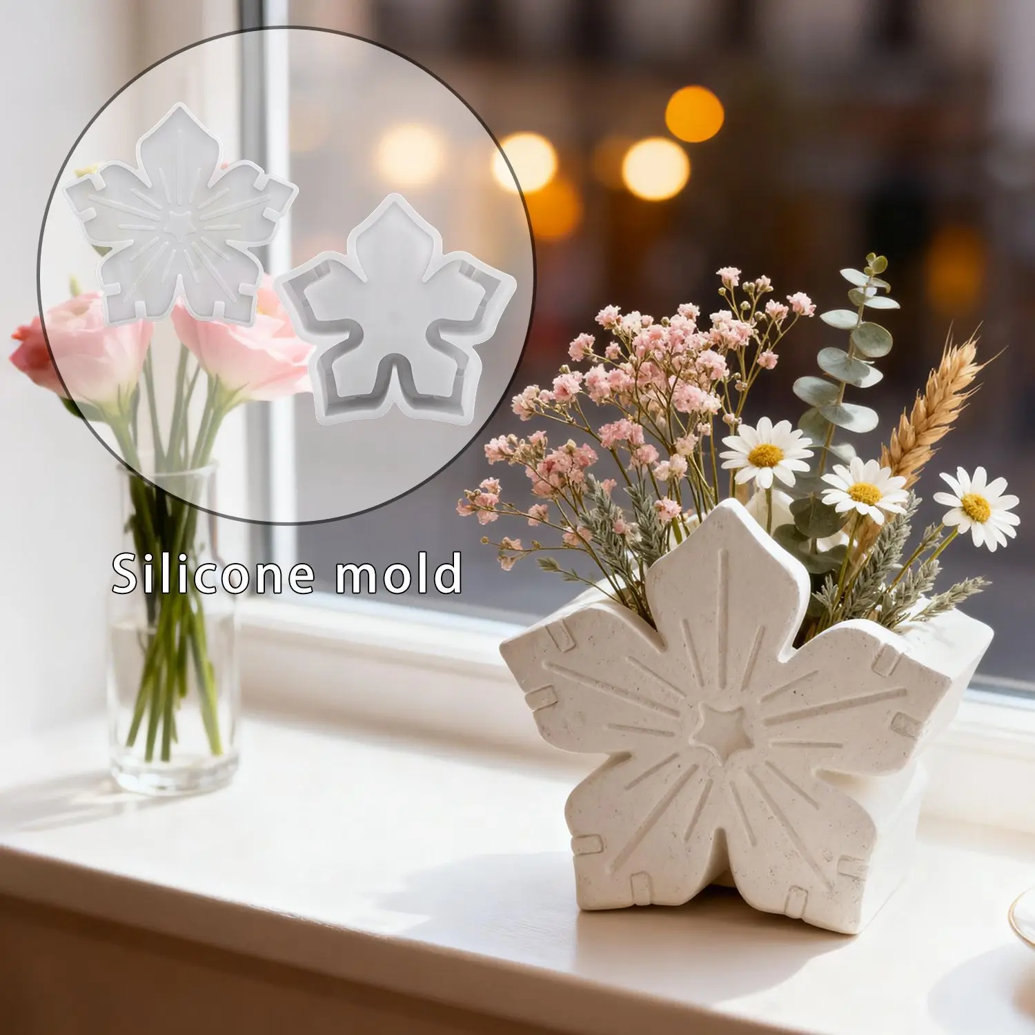 DIY flower basket resin mold for making flower arrangements, plaster decorations, silicone mold for home decor