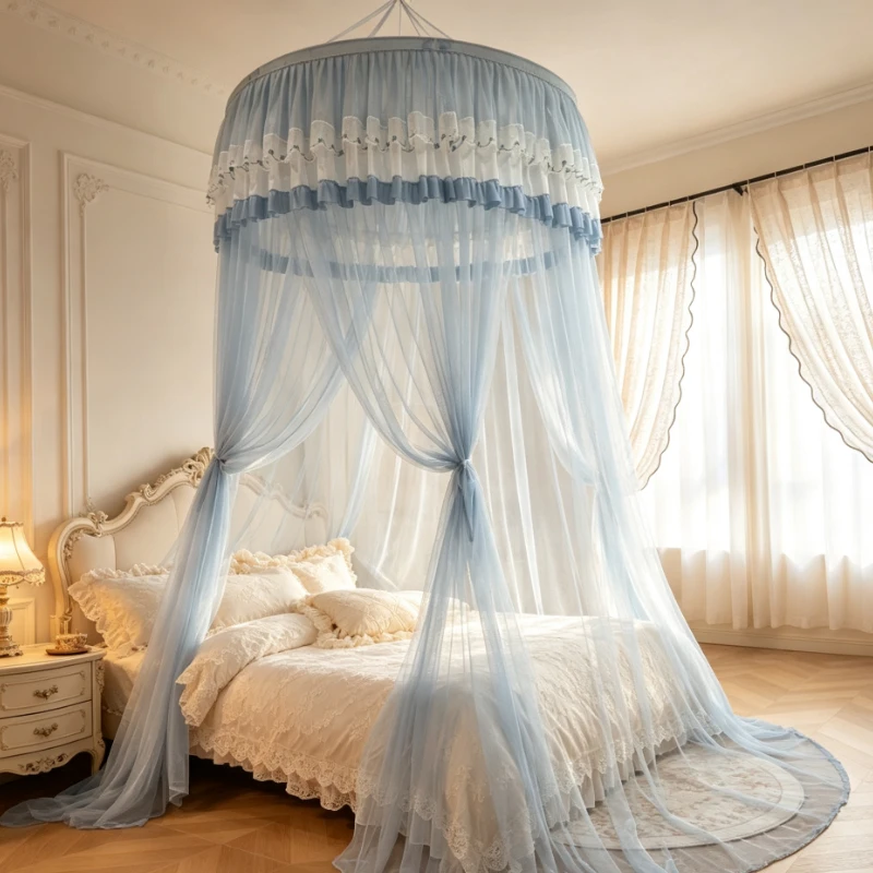 Round No-drilling Ceiling Hanging Mosquito Net Floor Type Thickened Suction Top Home Bed Canopy Tent Cycle Supplies