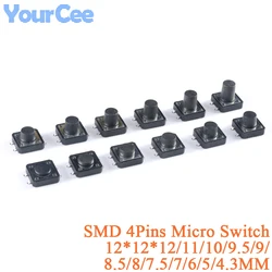 20PCS/10PCS 12*12 Tactile Push Button Switch Micro Switch SMD 12x12 12/11/10/9.5/9/8.5/8/7.5/7/6/5/4.3MM Momentary Switch 4Pins